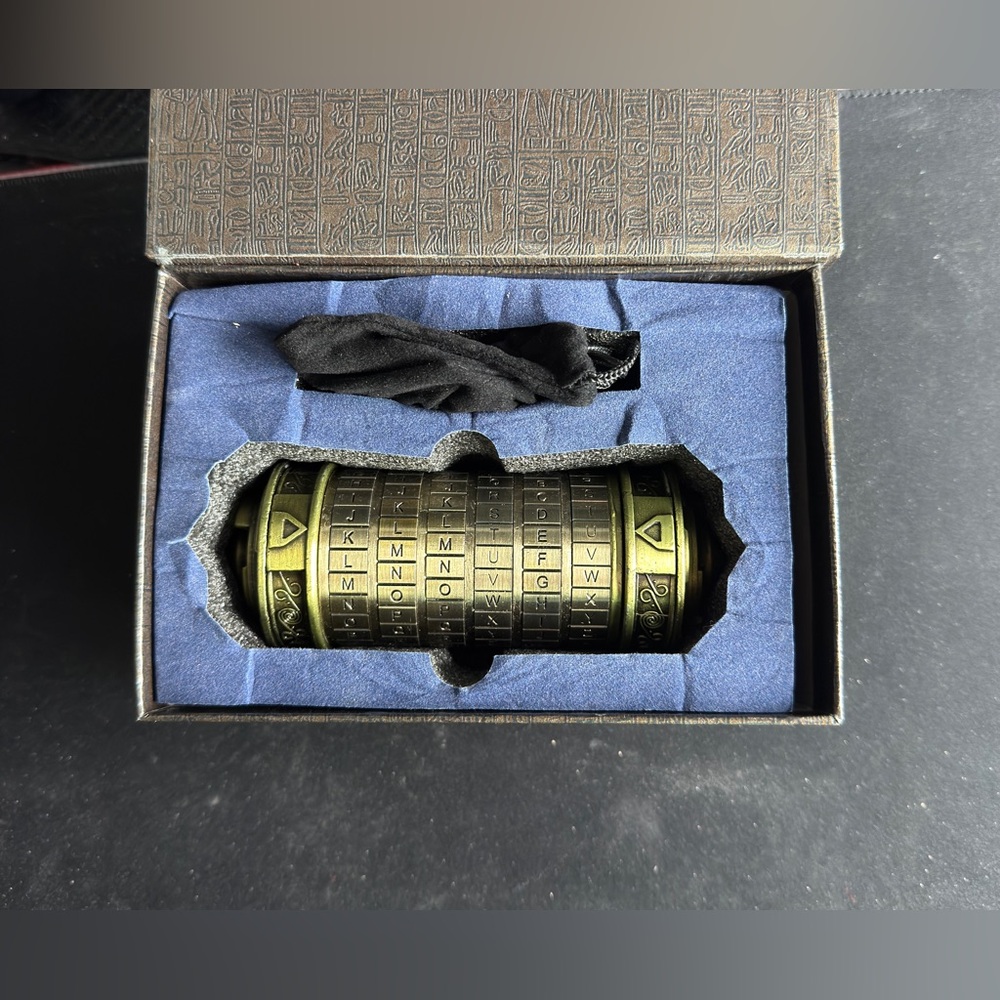 Da Vinci Code Mini Cryptex Lock Puzzle Box With Hidden Compartments W/ 2 Rings